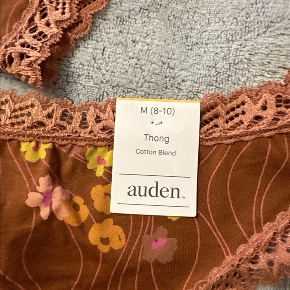Auden Brown Floral Lace Thong Size M(8-10) - Picture 3 of 4